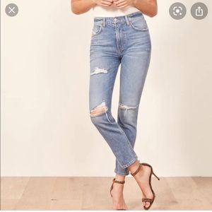 Reformation high rise cigarette destroy wash sz 27